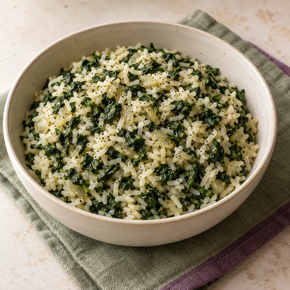 Serving suggestion: a bowl of spinach rice